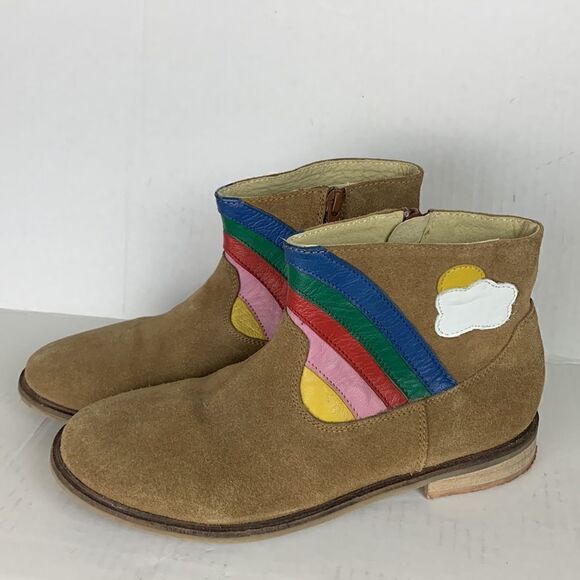 MINI BODEN suede rainbow boots size 36 size 4 booties leather kids ankle - Picture 1 of 8
